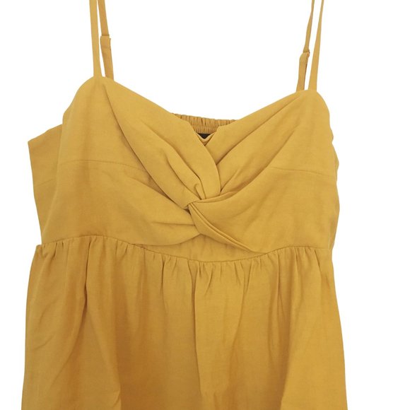 INC International Concept Midi Dress Knot Front Ruffle Yellow Linen Sundress XL - Picture 4 of 7